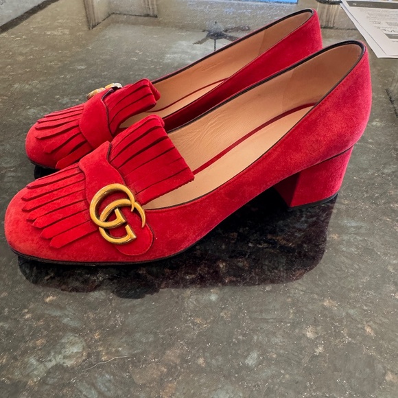 Gucci Shoes - Authentic Gucci Marmont / Double G suede mid heel pumps size 40.5